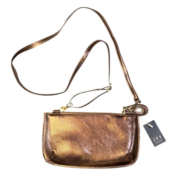 NWT Joy Susan Liquid Metal Copper Mini Crossbody Wristlet Purse 9"x4.5" Stylish - Picture 1 of 10